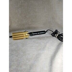GOLD 'N HOT PROFESSIONAL CERAMIC TRIPLE BARREL WAVING IRON GH2165 Tested/Works